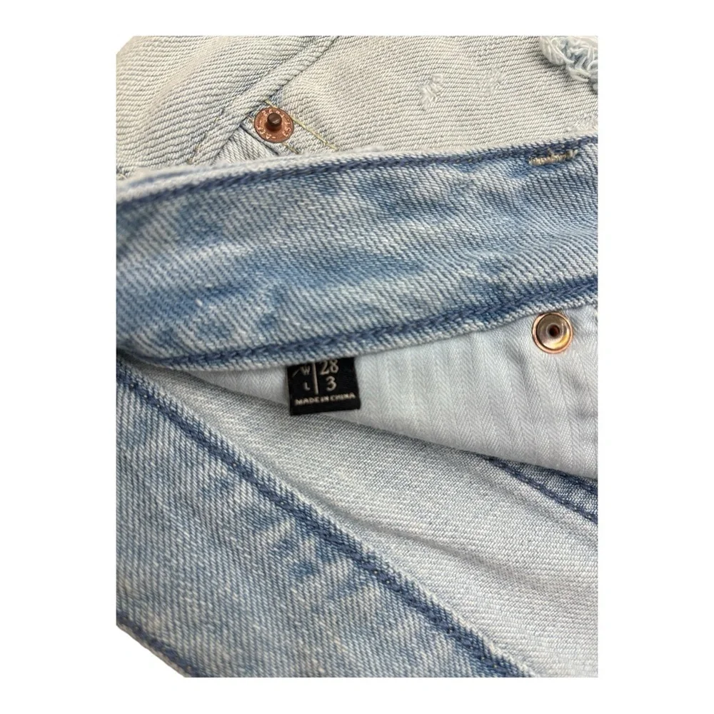 Abercrombie & Fitch Exposed Button Fly Light Denim Jean Shorts Distressed Sz 28